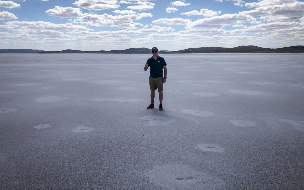 Emirates Team New Zealand Wind Powered Land Speed World Record. Glenn Ashby on Lake Gairdner in South Australia