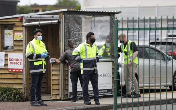 Security ramps up ahead of Covid-19 testing at Papatoetoe High School on 23 February.