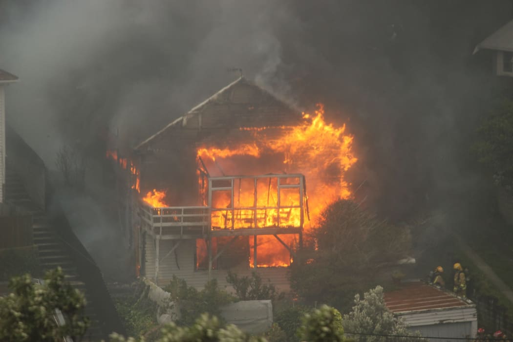 The fire in Lyall Bay.