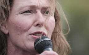 Members of Parliaments, lobists and supports gathered outside Parliament with petition to legalise cannabis, 17,000 people signed the petition. Rose Renton addresses the crowd.