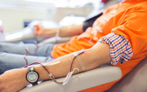 Blood donor at donation
