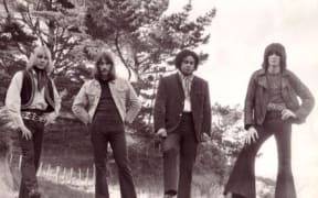 The second line-up of Wellington band Tom Thumb (left to right) featuring Bruce Sontgen on vocals, Mike Farrell on lead guitar, Tom Swainson on drums and band founder and bass player Rick White. Photo Rick White archive.
