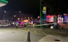 Police at the crash scene near Te Papa Museum in Wellington after two pedestrians were hit by a car who fled the scene on 18 June, 2023. They were taken to hospital, one critical and the other seriously injured. A 23yo man and 26yo female were arrested following the crash. Photo / Ethan Griffiths