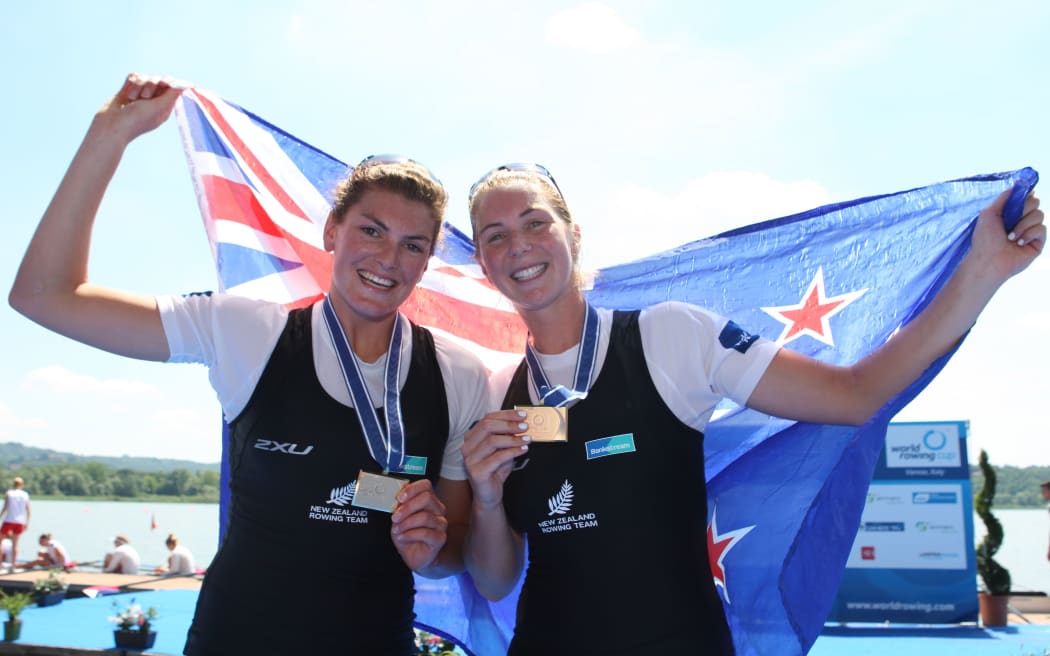 Zoe Stevenson and Eve Macfarlane.
World Rowing Cup II 2015 Varese, Italy.