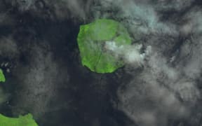 Manam volcano erupting on April 22, 2017.