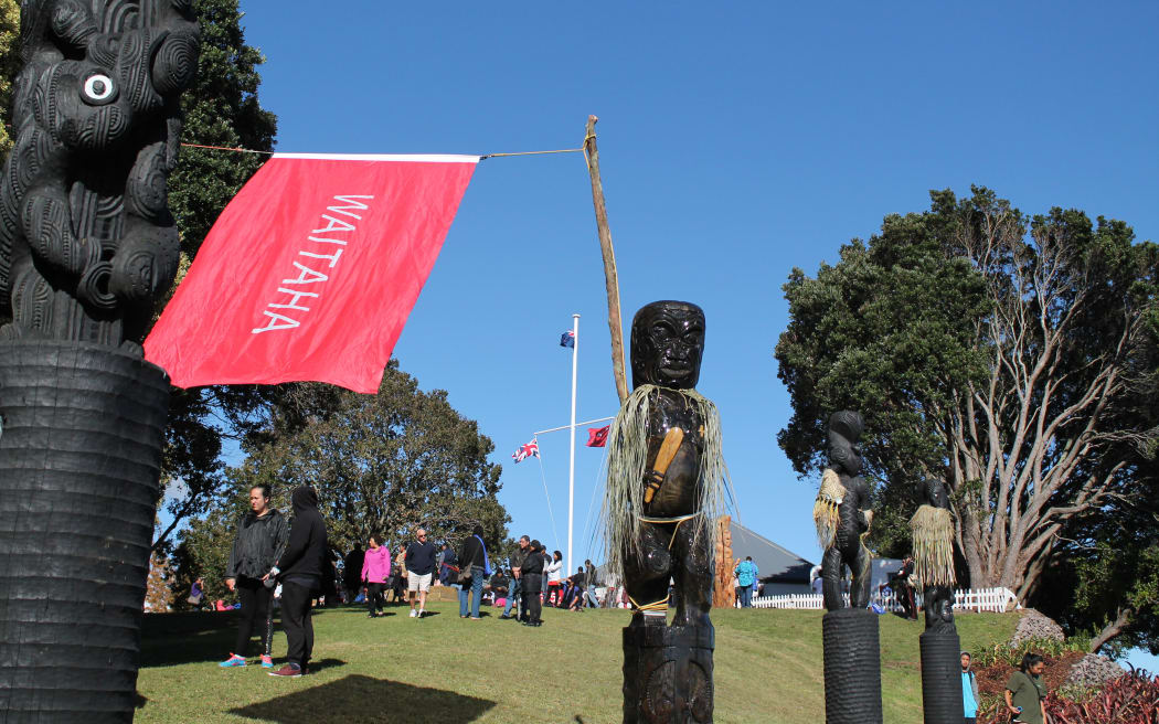 The Pou at the site of the Battle of Gate Pa, 2014.