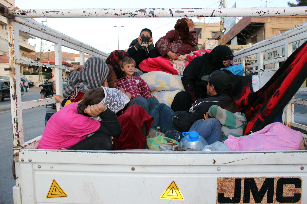 Syrian refugees arriving at the Masnaa border crossing on the Lebanon-Syria border earlier this month.