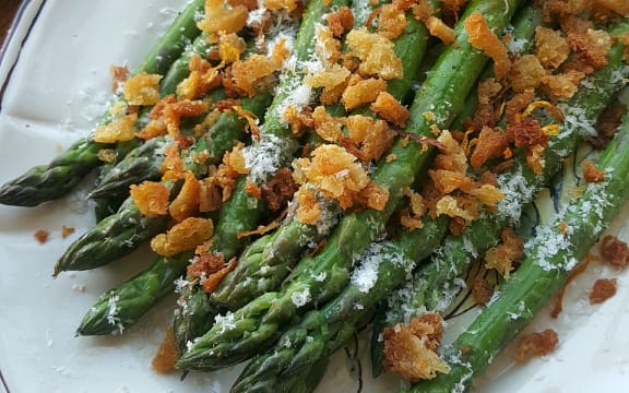 Asparagus Crunchy Sourdough Crumbs, Julie Biuso