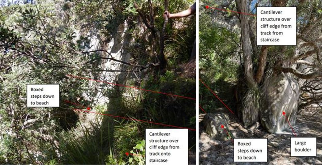The two long-term options which the Department of Conservation is considering to restore Cathedral Cove.