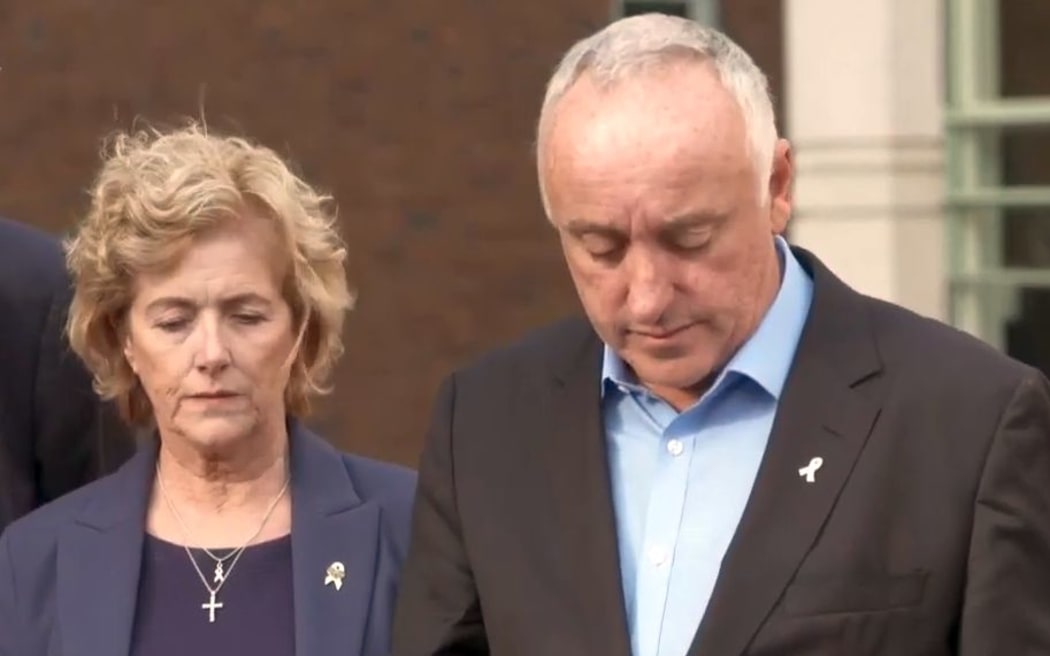 Grace Millane's parents David and Gillian Millane speak to media after the verdict was delivered.
