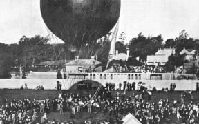 Captain Charles Lorraine prepares to take off from Lancaster Park.