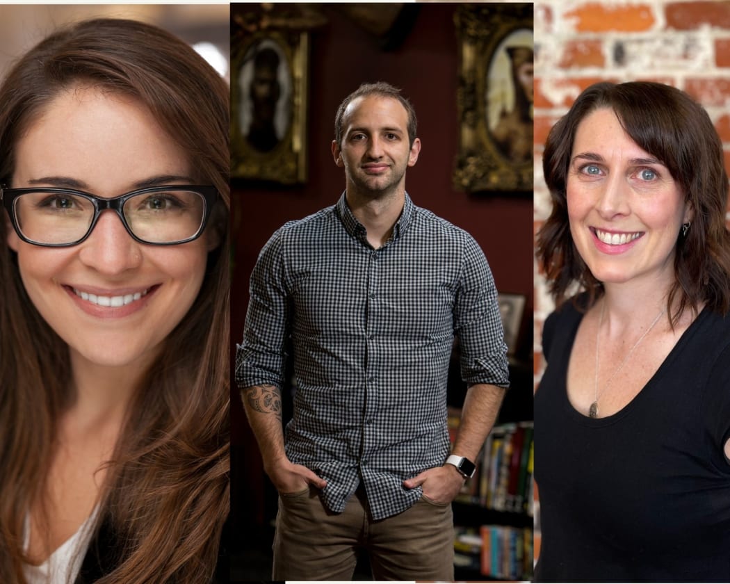 Chelsea Rapp, Chairperson NZGDA; Patrick Wagner, Head of Interactive - Weta Workshop; Zoe Hobson, CEO Runaway Play