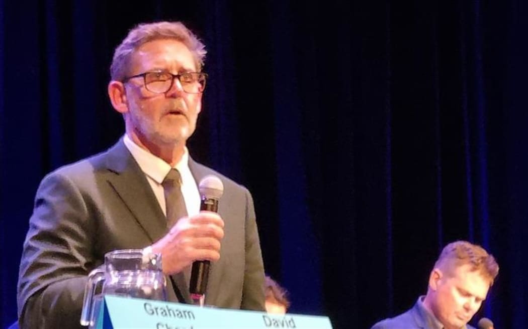 Deputy mayor David Bublitz addresses voters at the NP mayoralty debate.