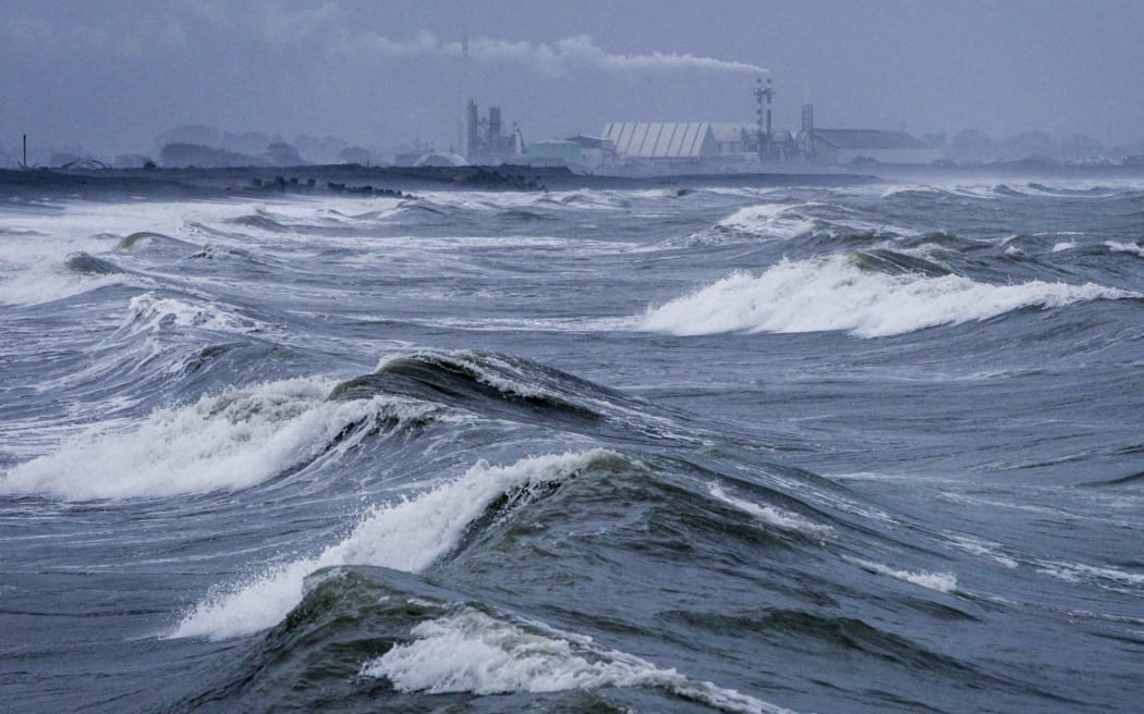 Sea swells, salt and wind contributed to an air quality breach at Awatoto.