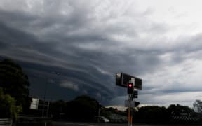 A storm moves across Sydney's northern suburbs.