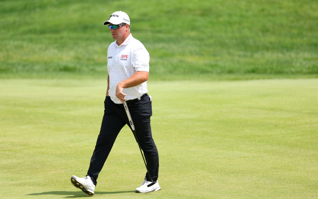 Ryan Fox walks on the 16th green during the first round of the 2024 PGA Championship at Valhalla Golf Club on 16 May, 2024 in Louisville, Kentucky.