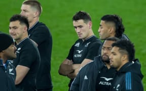 Will Jordan and teammates look dejected after losing the 2022 Steinlager Series match 3 between the New Zealand All Blacks and Ireland at Sky Stadium in Wellington, New Zealand on Saturday July 16, 2022.