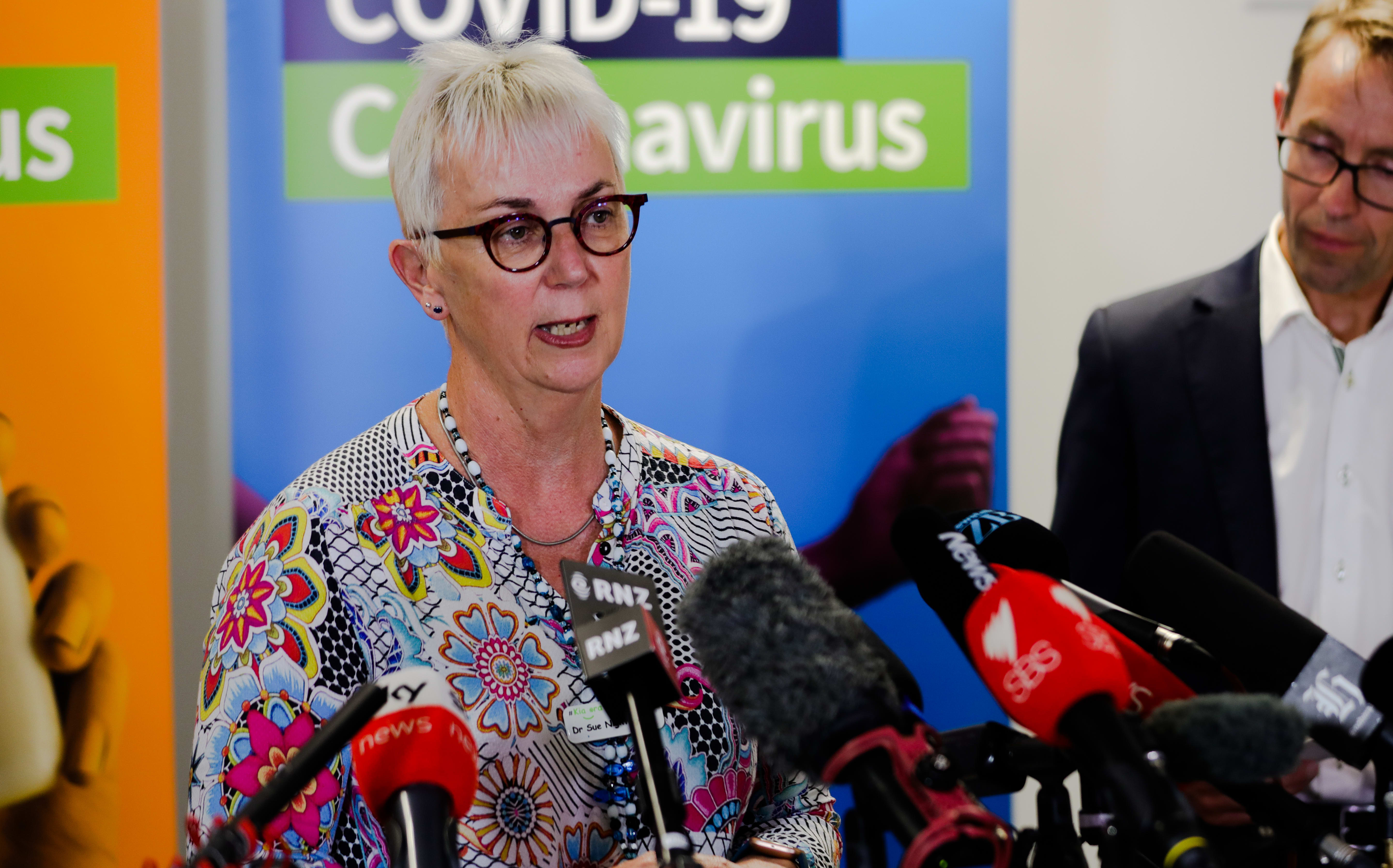 Canterbury DHB chief medical officer Dr Sue Nightingale and Director-General of Health Ashley Bloomfield who confirmed eight cases of Covid 19 at a press conference in Christchurch.