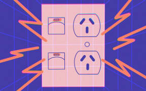 Stylised illustration of power socket and voltage lines