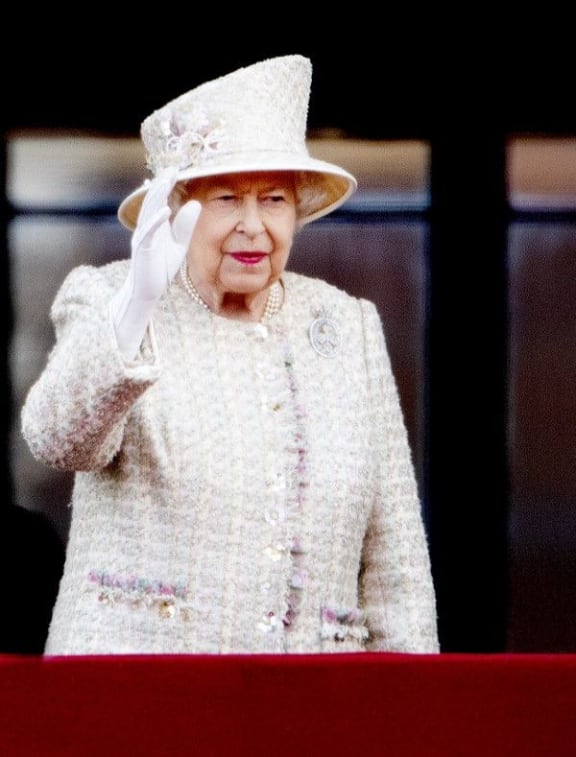 Queen Elizabeth II
at the balcony of Buckingham Palace in London, on June 08, 2019, after attending Trooping the Colour at the Horse Guards Parade, the Queens birthday parade