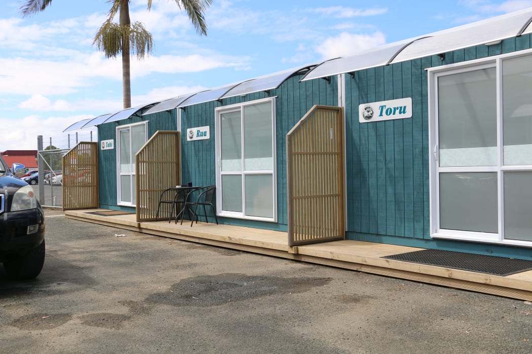 The emergency housing cabins run by He Korowai Trust.