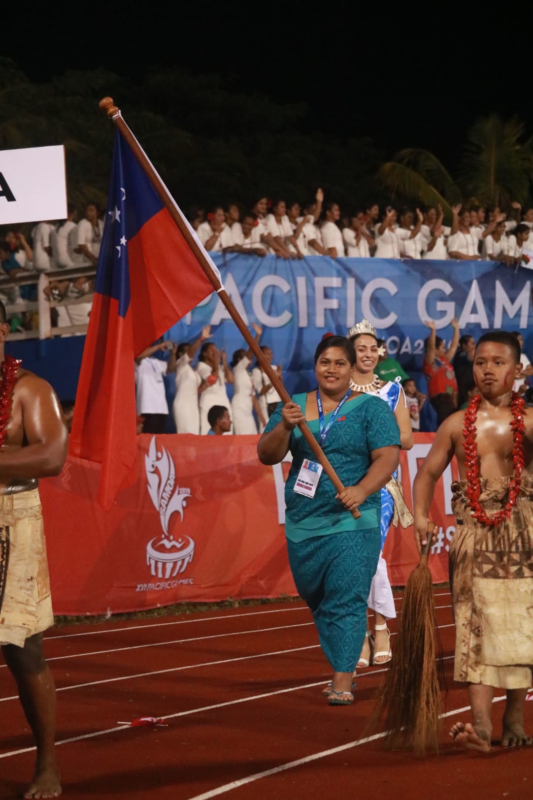 Weightlifter Feagaiga Stowers was the flag-bearer for hosts Samoa.