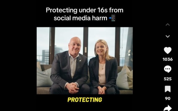 The PM and National MP Catherine Wedd on TikTok announcing her Members Bill to restrict use of social media platforms to people over 16.