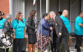 Te Ara Mātua members greet Kelvin Davis
