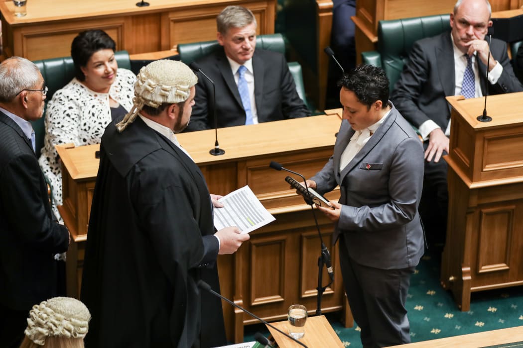 Labour MP Kiri Allan being sworn in in 2017