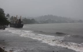 Continuous heavy rains fall in Solomon Islands caused by Cyclone Pam in the country's east heading South East and away to Vanuatu.