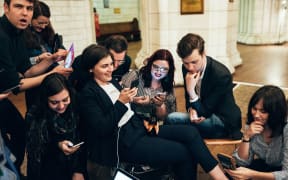 Chlöe Swarbrick and her team follow election night results at Green Party HQ.