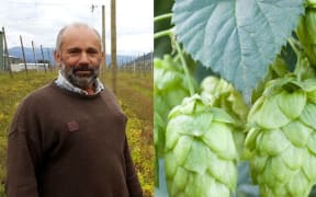 Sheep farmer Noel Moleta and some hops