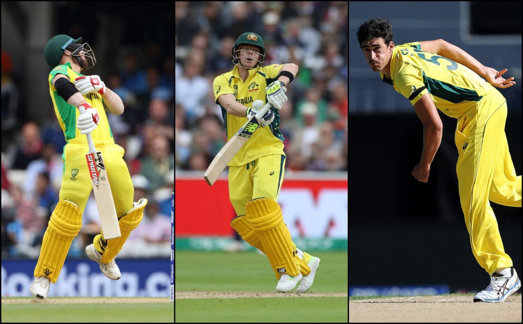 Mitchell Stark, David Warner and Steve Smith.