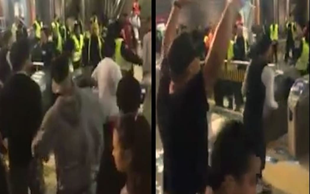 Brawl at Britomart station.