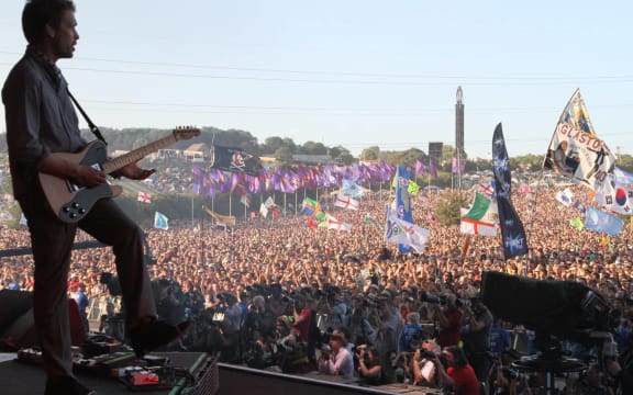Dave Randall playing with Faithless at the Glastonbury Festival in 2010.