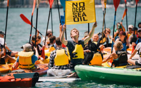 People took to the water in Wellington to protest against deep sea oil drilling