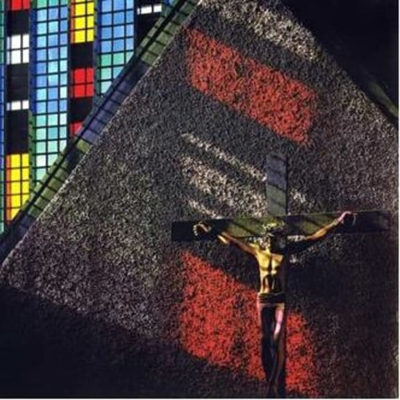 The statue had been removed from the crucifix.