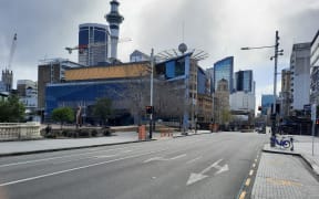 Central Auckland at midday on the first day of the August 2021 lockdown.