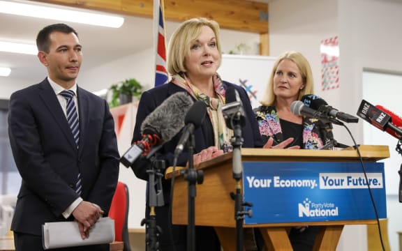 National Party leader Judith Collins announces the party's retraining policy.