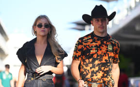 Liam Lawson channeled American cowboy style when he arrived at the paddock with his girlfriend Hannah St. John ahead of the F1 Grand Prix in Austin, Texas.
