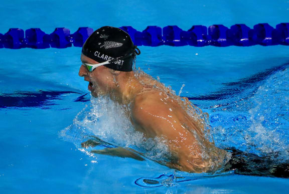 New Zealand's Lewis Clareburt wins bronze in the mens 400m medley. Swimming.