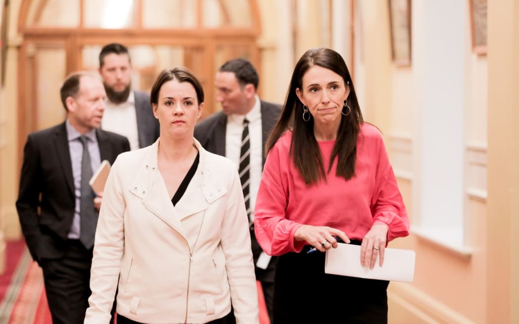 Labour Party president Claire Szabo and Prime Minister Jacinda Ardern.