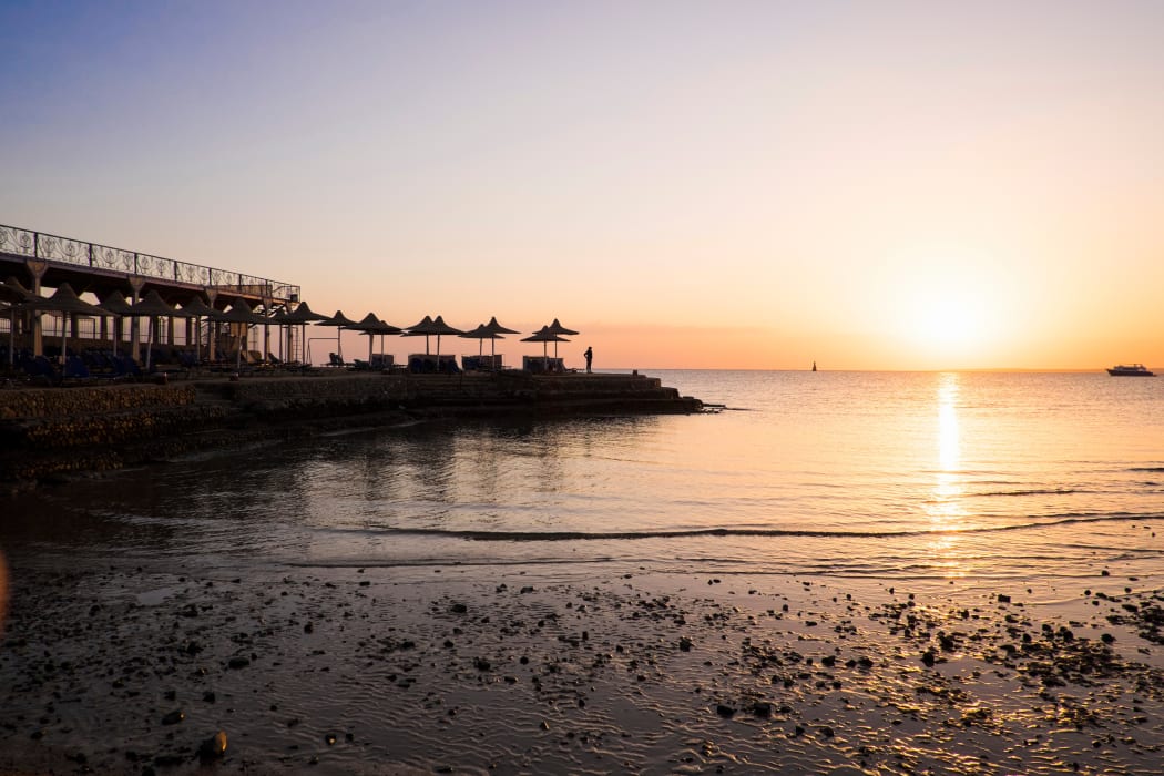Coastline at sunset, Hurgada, Red Sea, Egypt.