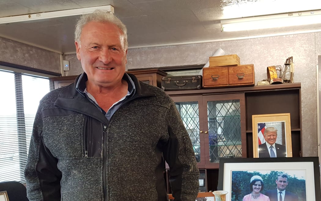 WCRC chair Allan Birchfield at his Ngahere office - home of former Grey River gold dredge.