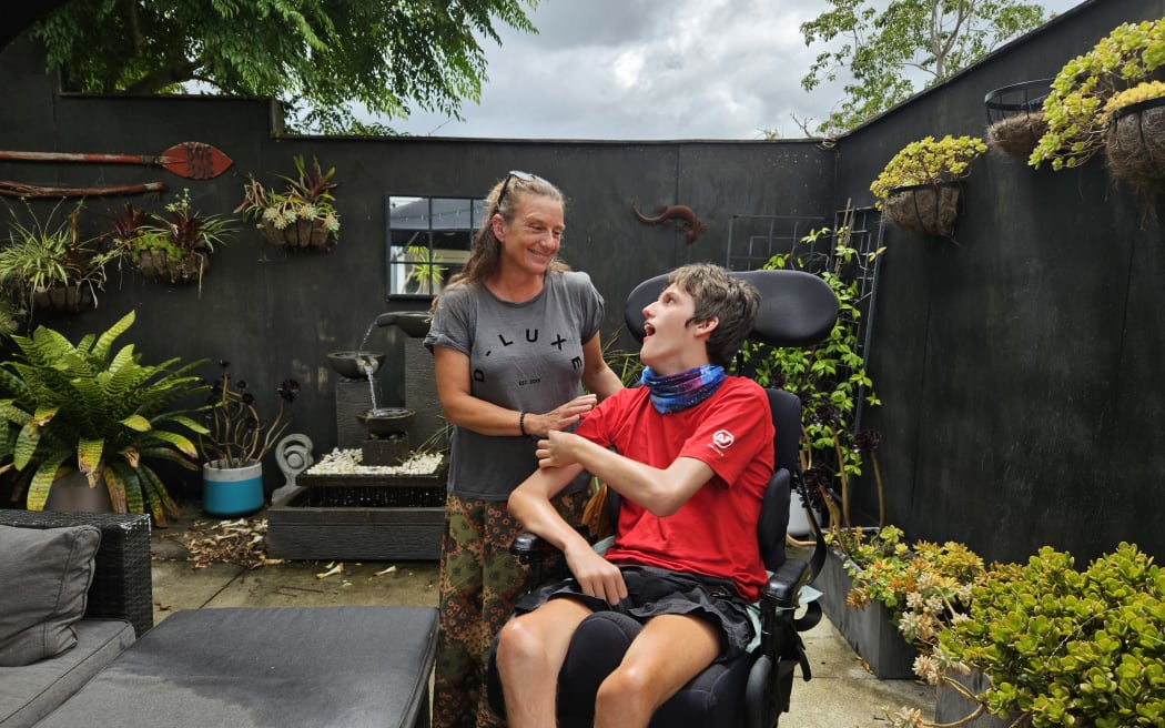 Kimberely Graham, and her son, Finlay, who has cerebral palsy and uses a powered wheelchair.