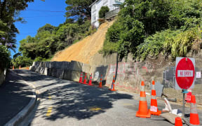 A large slip blocked the southern end of The Terrace in central Wellington on 25 December, 2022.