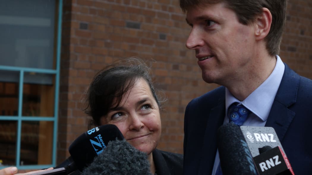 Colin Craig speaks to reporters outside court after the jury delivered its verdict.