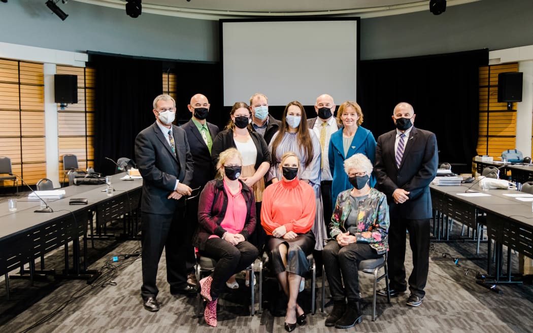 Napier City councillors pictured after the Māori ward decision at the Napier War Memorial Centre yesterday