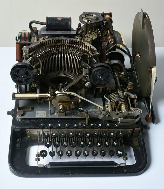 The teleprinter part of a Lorenz cipher machine that was purchased by the National Museum of Computing from eBay for 10 pounds.