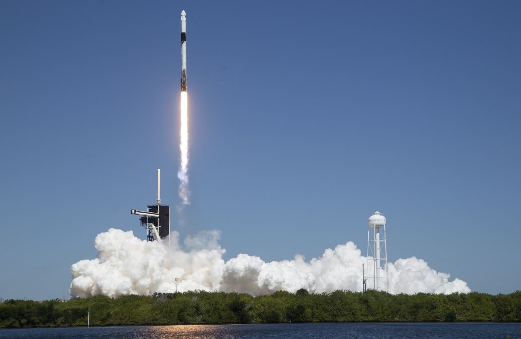 a SpaceX Falcon 9 rocket going to the International Space Station with Commander Michael López-Alegría of Spain and the US, Pilot Larry Connor of the US, and Eytan Stibbe of Israel, and Mark Pathy April 8, 2022, at NASAs Kennedy Space Center in Florida.